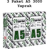 OEM Copier Bond A5 Fotokopi Kağıdı 3 Paket 1000 Yaprak x 3 Toplam 3000 Yaprak - Beyaz