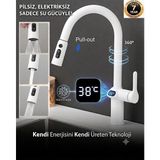 OEM Dijital Led Mutfak Eviye Bataryası Duş Şelale Mat Beyaz 3 Fonksiyonlu Fiskiyeli Ithal 7 Yıl Garantili
