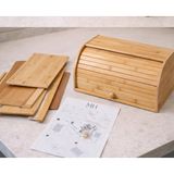 OEM Doğal Bambu Demonte Ekmeklik, Ekmek Kutusu, Kayar Kapaklı, Geniş Hacimli, 38 x 23 x 19 cm