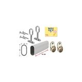 OEM Dolap Içi Askı Borusu Alüminyum Oval 33CM + 2 Adet Ayaklı Flanş + 2 Adet Sabit Flanş + Montaj Vidaları