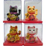 OEM Dörtlü Maneki Neko El Sallayan Şans Kedisi Güneş Enerjili Set NO04SNS - Çok Renkli