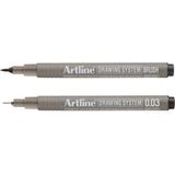 OEM Drawing System Teknik Çizim Kalemi 2'li Set, Brush + 0.03MM - Gri