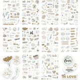 OEM Düğün Sticker Seti, 325 Adet Çıkartma, Misafir, Konuk Defteri Veya Fotoğraf Albumü Için Sevgi Dolu Vintage Love Temalı, Dekorasyon Için Motifli Sözcüklü Düğün Etiketi, 10 Sayfa, A5 Boyut