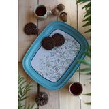 OEM -EE171-9F Botanica Blue Desenli Oval Tepsi 24X31 cm (Botanica Blue)