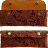 OEM El Yapımı Kalemlik Hakiki Deri, Deri Küçük Kalem Kutusu – Iş, Ofis, Okul Aksesuar Tutucu, Klasik ve Minimal El Yapımı Tasarım Vintage Kalemlik (Desenli Camel)