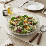 OEM El Yapımı Üfleme Borosilikat Cam Linea Sunum Çanağı - Şeffaf Dekoratif Salata, Meyve ve Çerez Kasesi (20X6 Cm)