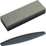 OEM ® Ikili Bileme Taşı Seti – Kalın Dikdörtgen 200X50X25 mm &amp; Ince Oval Tırpan Bileme Taşı 229 mm | Bıçak, Balta,makas,satır, Tırpan, Keser Bileyici Doğal Taş Seti