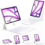 OEM iPad Air 11 Inç 5/6/7/8 Nesil Uyumlu 360 Dönebilen Standlı Darbe Korumalı Bluetoothlu Işıklı Klavye (Beyaz)