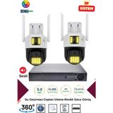 OEM Irtech-2 Kameralı 360 Derece Sesli Ip Güvenlik Kamera Seti Renkli Gece Görüş-Su Geçirmez GK01 - Beyaz
