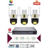OEM Irtech-3 Kameralı 360 Derece Sesli Ip Güvenlik Kamera Seti Renkli Gece Görüş-Su Geçirmez GK01 - Beyaz