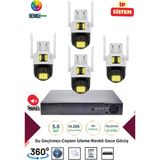 OEM Irtech-4 Kameralı 360 Derece Sesli Ip Güvenlik Kamera Seti Renkli Gece Görüş-Su Geçirmez GK01 - Beyaz