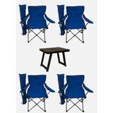 OEM Katlanabilir 4 Adet Mavi Kamp Sandalyesi ve 50X40 cm Plastik Masa Seti