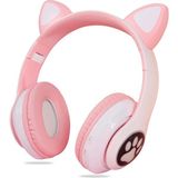 OEM Kedili Patili A Kaliteli Kulaküstü Bluetooth Kulaklık Cat Kadın Kız Yetişkin Mikrofonlu Işıklı Kablosuz Kulaklık + Aux Hediye
