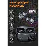OEM Klipsli Bluetooth Kulaklık Kablosuz Anc Enc Çift Mic. LED Gösterge Küpe Kulaklık - Siyah