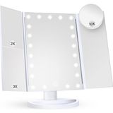 OEM LED Işıklı Katlanabilir Makyaj Aynası - 2x 3x 10X Büyütme Modu - Dokunmatik Touch Ekran - 5 Farklı Ayna