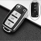 Oem Leon Ibiza Polo Golf Passat Jetta Scirocco Tiguan Lüks Anahtar Koruma Kabı Kılıfı Gümüş Renk