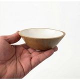 OEM Mango Ağacı Kase - Içi Krem Emaye (Enamel) Kaplama 13 cm Dekoratif Ahşap Sunum Kasesi - Leke Tutmaz Sosluk, Çerezlik ve Dondurmalık, Çerez ve Sosluk Için Doğal Kase (1 Adet) - Bambu