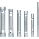OEM Mastertools 6 Parça Boru Tipi Lokma Anahtar Takımı - 8MM-17MM Metrik Çift Taraflı Somun Sıkma Seti - T-Kollu Musluk, Batarya ve Buji Sökme Aparatı - Krom Kaplama Dayanıklı Çelik