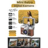 OEM Mini Dijital Kamera Anahtarlık Kamera 1080P Ekranlı Flaşlı Selfie Video Vlog Kamerası - Kahverengi - Koyu Kahverengi