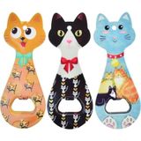 OEM Miyav Kedi Mıknatıslı Şişe Kapak Açacağı, Buzdolabı Magnet Mavi, 5.5X14 Cm, Seramik Kaplama Kedili Açacak