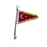 OEM Motosiklet Üçgen Bayrak Gold Işlemeli Direkli (makam Bayrağı) BYRK011