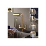 OEM Mutfak Eviye Bataryası Dual Flow Arıtma Çıkışlı Duş Ve Şelale 4 Fonksiyon Gold Ithal 7 Yıl Garantili