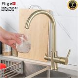 OEM Mutfak Evye Bataryası Dual Flow Su Arıtma Çıkışlı 7 Yıl Garantili Ithal Mat Gold