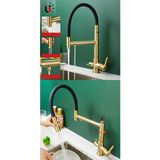 OEM Mutfak Evye Bataryası Dual Flow Su Arıtma Çıkışlı Mıknatızlı Spiral 2 Akış Mod Mat Gold 7 Yıl Garantili Ithal