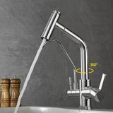 OEM Mutfak Evye Bataryası Dual Flow Su Arıtma Çıkışlı Spiralli 2 Akış Modlu Krom