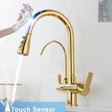 OEM Mutfak Evye Bataryası Smart Dual Flow Su Arıtma Çıkışlı Gold Dokunmatik Spiralli 7 Yıl Güvence - Altın