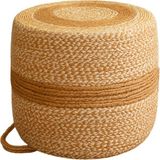 OEM Natureline Jüt Puf Salon Pufu Antre Puf Makyaj Masası ve Yatak Odası Banyo Puf Teras Veranda ve Balkon Uyumlu Hasır Dekoratif Dayanıklı ve Çok Amaçlı Puff (Hasır-Beyazkırçıl)
