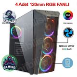 OEM Nif Bilişim 4 Adet RGB Işıklı Fanlı Oyuncu Gamer Bilgisayar Kasası Temper Camlı PSU Hariç - Siyah