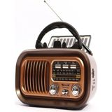 OEM Nostaljik Görünümlü Solar Panelden Şarj Olabilen Telefon Standlı Fm Radyo Bluetooth Hoparlör - Kahverengi
