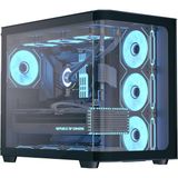 OEM P500C Orta Kule Çift Odacıklı Pc Kasası 4 Önceden Kurulmuş Fanlar Yüksek Hava Akımı Panoramik Temperli Cam Rgb Aydınlatma 360MM Radyatör Desteği Özelleştirilebilir Soğutma Sistemi Kablo - Siyah