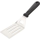 OEM ® Paslanmaz Çelik Geniş Mutfak Spatulası - Isıya Dayanıklı Sert Plastik Saplı Krep ve Omlet Çevirici, Esnek Balık ve Izgara Spatulası - Gümüş - Siyah