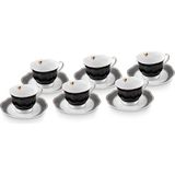 OEM Piraye 6 Kişilik Kahve Fincan Takımı 80 ml - Siyah
