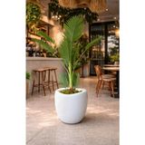 OEM Plastik Modern Saksı, Iç ve Dış Mekan, 42X45 Cm, Beyaz, Yuvarlak, 25.5 L