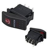 OEM Powermaster Çapa Irgatı Sembollü Yaylı Işıksız 4 Pinli On-off 12-24v Marin Switch