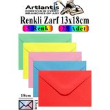 OEM Renkli Zarf 13X18 cm 25 Adet 5 Renk Mektup Zarfı Davetiye Zarfı Kartpostal Çekiliş Hediye Zarfı