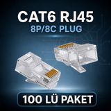 OEM RJ45 Jack Cat5- Cat6 Konnektör 100'LÜ Lüks Paket - Beyaz
