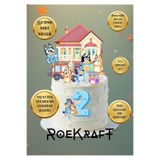 OEM Roekraft Bluey konseptli Pasta Süsü , Parlak Baskı Bluey Doğum günü süsü