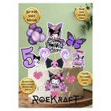 OEM Roekraft Kuromi Doğum Günü Süsü , Pasta Süsü , Kuromi Set, 6lı Cupcake Seti