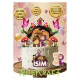 OEM Roekraft Maşa ile Koca Ayı Temalı Kişiselleştirilebilir Pasta Süsü Seti (Fotoğraf Kağıtlı)