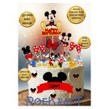 OEM Roekraft Mickey Mouse temalı pasta süsü , Mickey Mouse temalı doğum günü seti