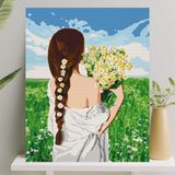 OEM Sayılarla Boyama Tuval Seti Fırça Boya Dahil (Çıtalı) 40X50 cm - Papatyalar - Belirtilmemiş