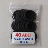 OEM Siyah Kadın Saç Tokası 40 Adet Orta Boy Esnek Havlu Lastik Toka