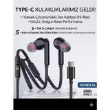 OEM Siyah Silikon Kablolu Type C Kulaklık Tüm Typec Çıkışlı Cihazlara Uyumlu Tak Çalıştır Tüm Cihazlara Uygun, Bluetooth Gerekmez Mükemel Ses Bass Tiz Mikrofon Aaa Kalite !!!!!!