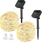 OEM Solar Peri Işıkları Dış Mekan, [2'li Paket] 100 Led'ler Peri Işıkları Dış Mekan Güneş 10 Metre 8 Mod Dış Mekan Telli Işıklar Düğün, Parti ve Noel, Bahçe Dekorasyonu Binası Aydınlatma Dış Mekan (Sıcak