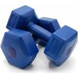 OEM Spor Dambıl 2 kg x 2 Adet Deluxe Pvc Kaplama Plastik Dumbell 1 Çift Mavi, -Spor