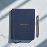 OEM Travel Journal – Sert Kapaklı Seyahat Günlüğü, A5 Boyutunda, Planlama &amp; Anı Alanı – Anı Defteri (Lacivert)